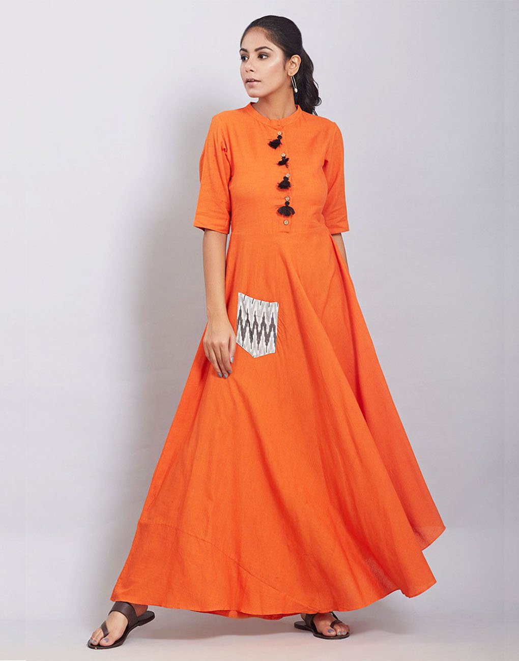 plain orange dress