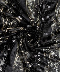 Designer Net Black Zari Paste Diamond Embroidered Fabric Pre Cut 6 Meter FAB038 main image 1