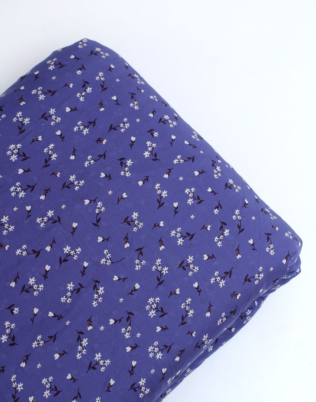 Blue Color Floral Print on Cotton Cambric Dress Material Fabric - Charu Creation