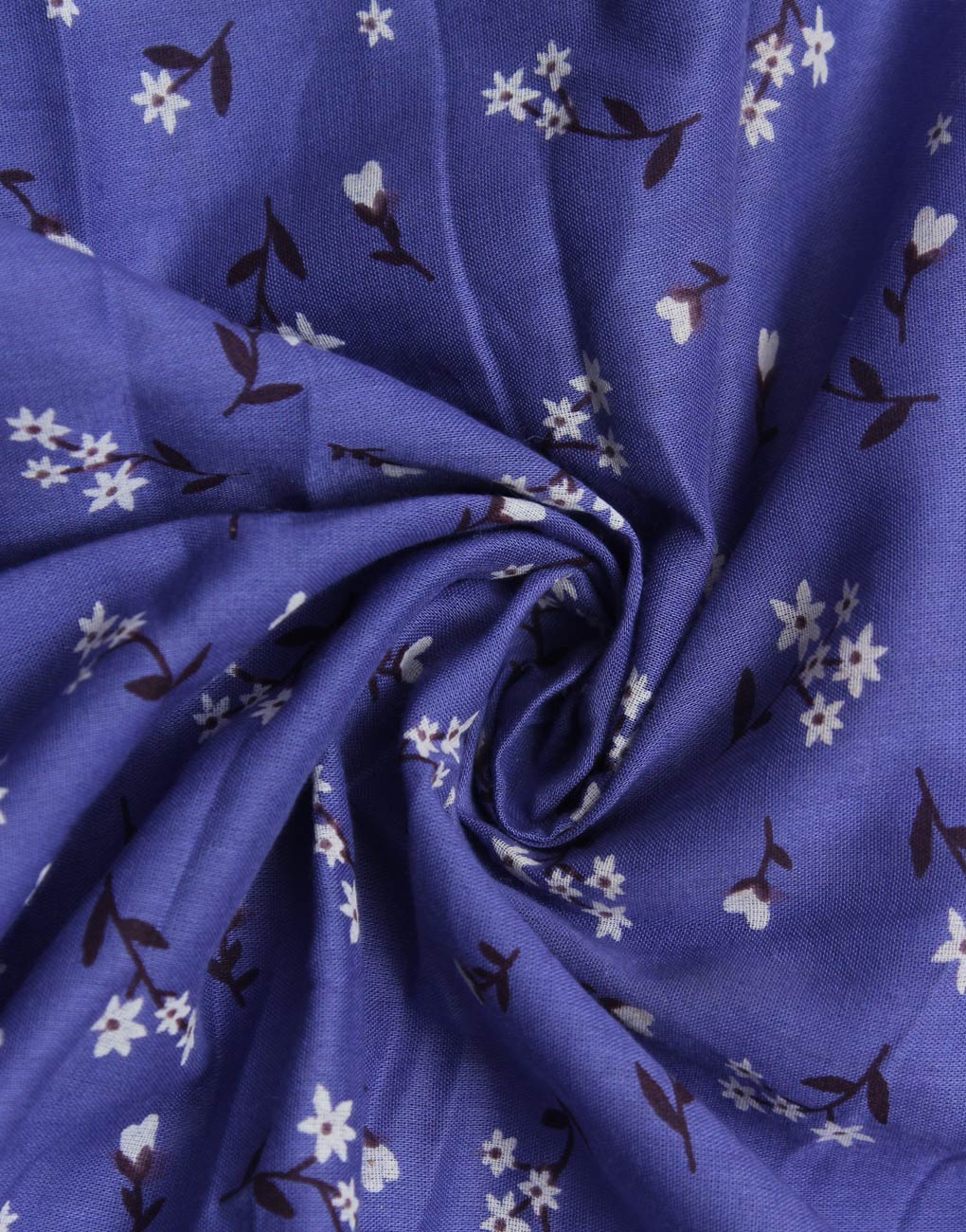 Blue Color Floral Print on Cotton Cambric Dress Material Fabric - Charu Creation