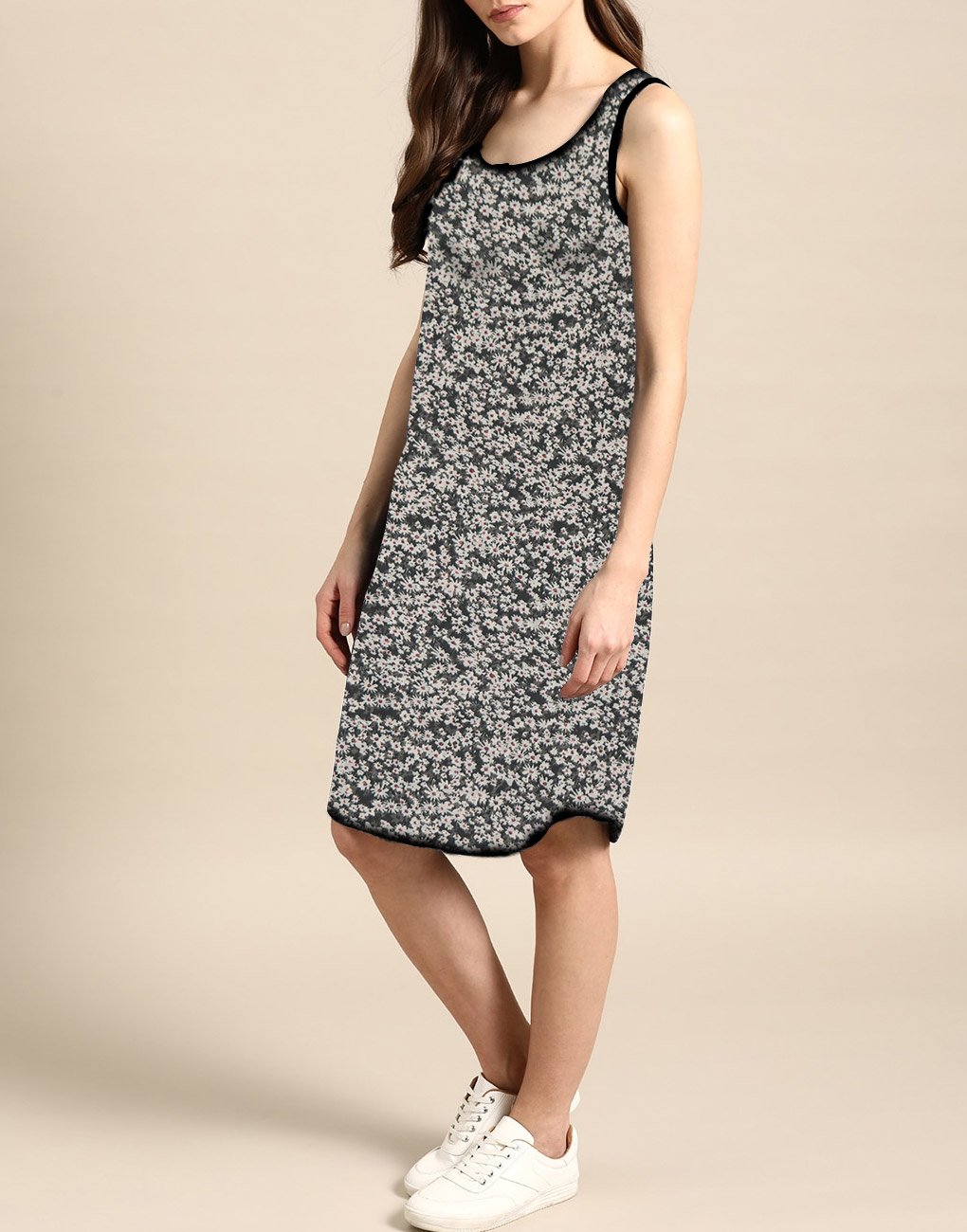 black and white chiffon dress